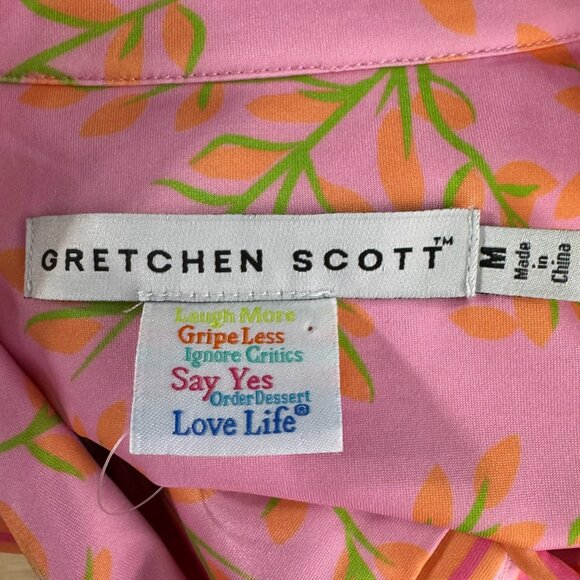 Gretchen Scott Mandarin Dress Medium Palm Palm Pink Floral Colorful NWT DR-1826 - Picture 9 of 10